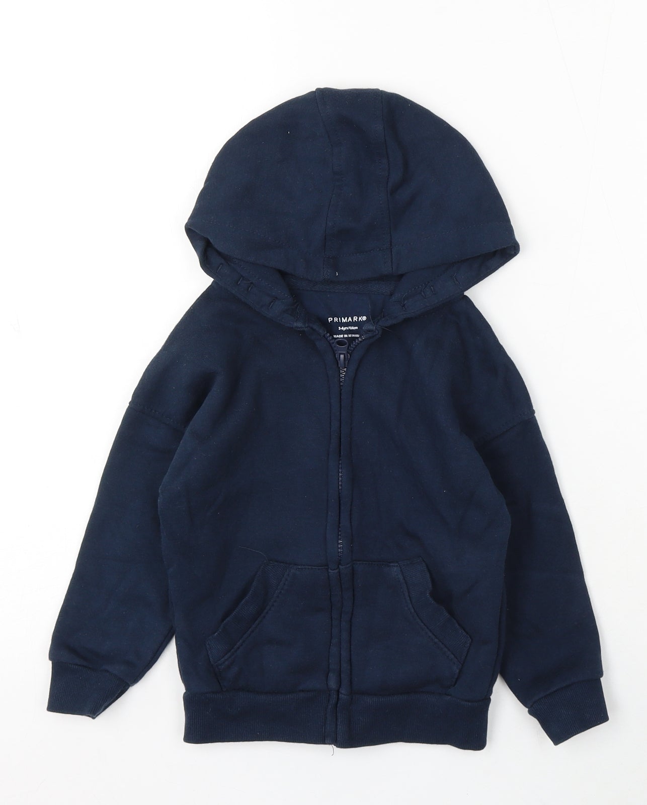 Primark Boys Blue Cotton Full Zip Hoodie Size 3-4 Years Zip