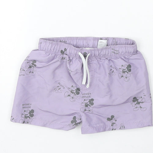 H&M Boys Purple Geometric Polyester Cropped Trousers Size 6-9 Months Drawstring - Disney Shorts