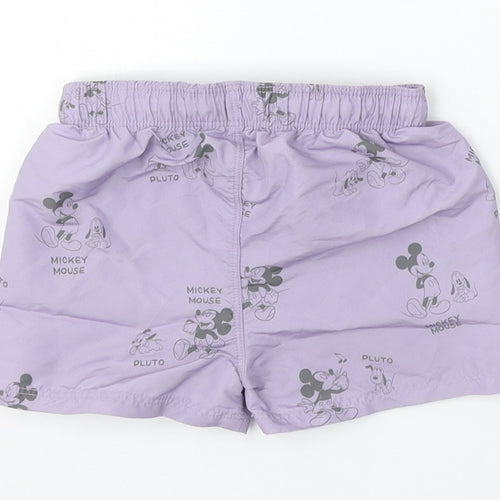 H&M Boys Purple Geometric Polyester Cropped Trousers Size 6-9 Months Drawstring - Disney Shorts