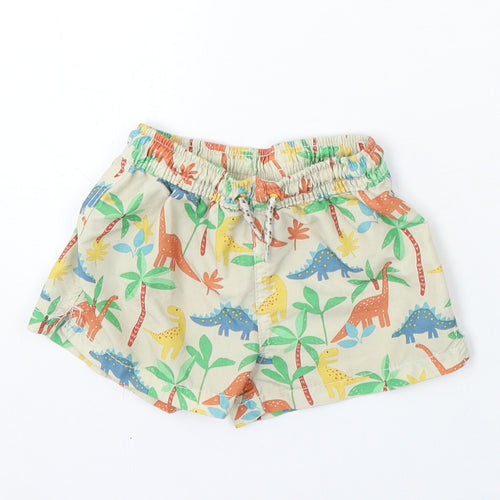 Zara Boys Multicoloured Floral Polyester Cropped Trousers Size 12-18 Months Tie - Dinosaurs