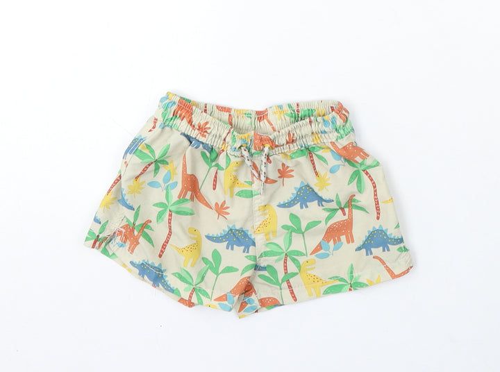 Zara Boys Multicoloured Floral Polyester Cropped Trousers Size 12-18 Months Tie - Dinosaurs