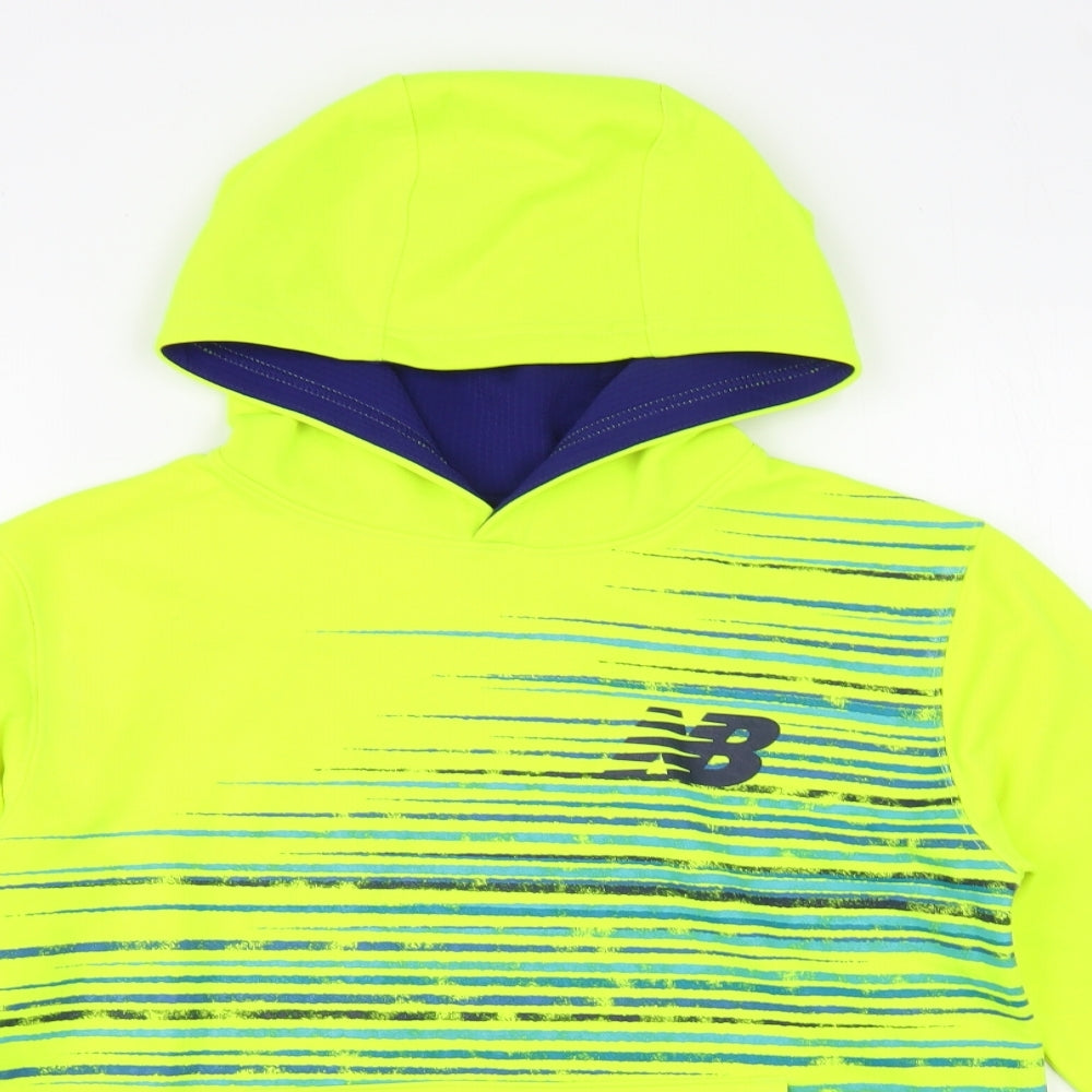 New Balance Girls Green Striped Polyester Pullover Hoodie Size 14 Years Pullover - Neon