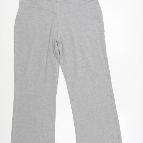 Marks and Spencer Womens Grey Cotton Jogger Trousers Size 12 L27 in Regular