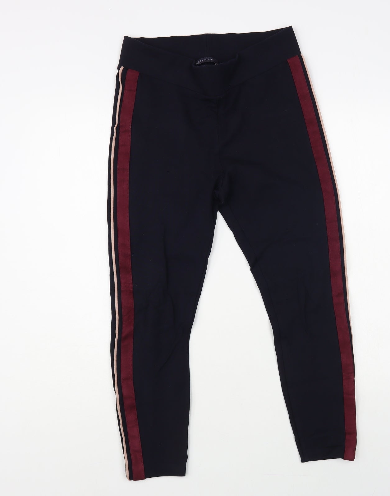 Marks and Spencer Womens Blue Viscose Jogger Leggings Size 12 L25 in - Side Stripe