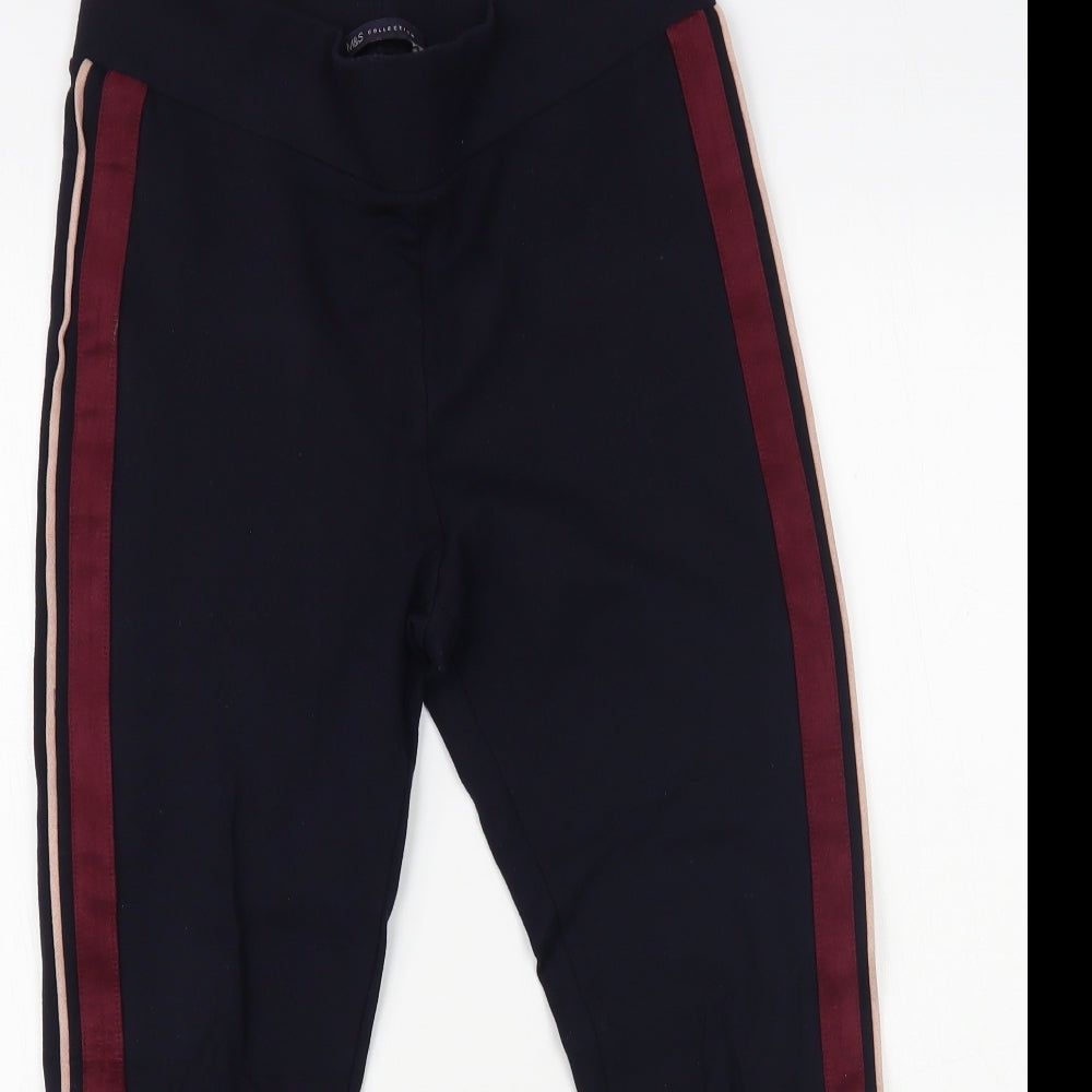 Marks and Spencer Womens Blue Viscose Jogger Leggings Size 12 L25 in - Side Stripe
