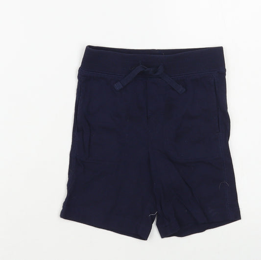 Gap Boys Blue Cotton Sweat Shorts Size 2 Years Regular Drawstring