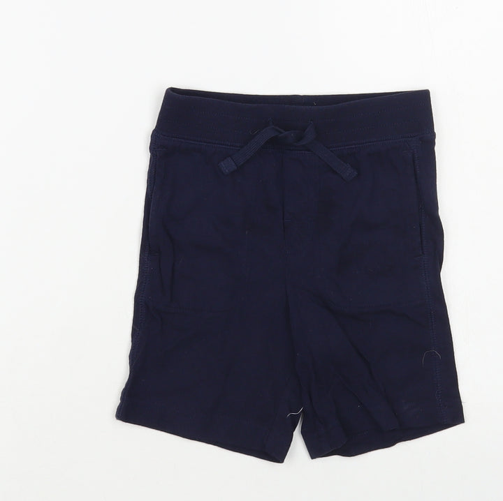 Gap Boys Blue Cotton Sweat Shorts Size 2 Years Regular Drawstring
