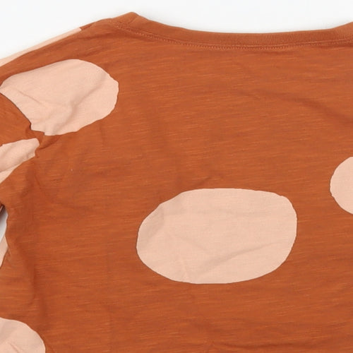 NEXT Girls Brown Polka Dot Cotton Pullover T-Shirt Size 2-3 Years Crew Neck Pullover - Cute Bear Detail
