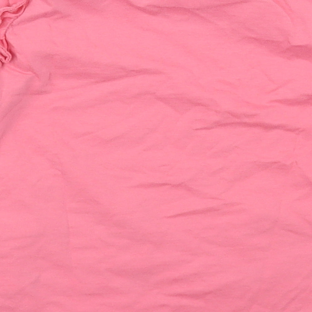 F&F Girls Pink Cotton Pullover T-Shirt Size 3-4 Years Crew Neck Pullover - Bunny Pockets