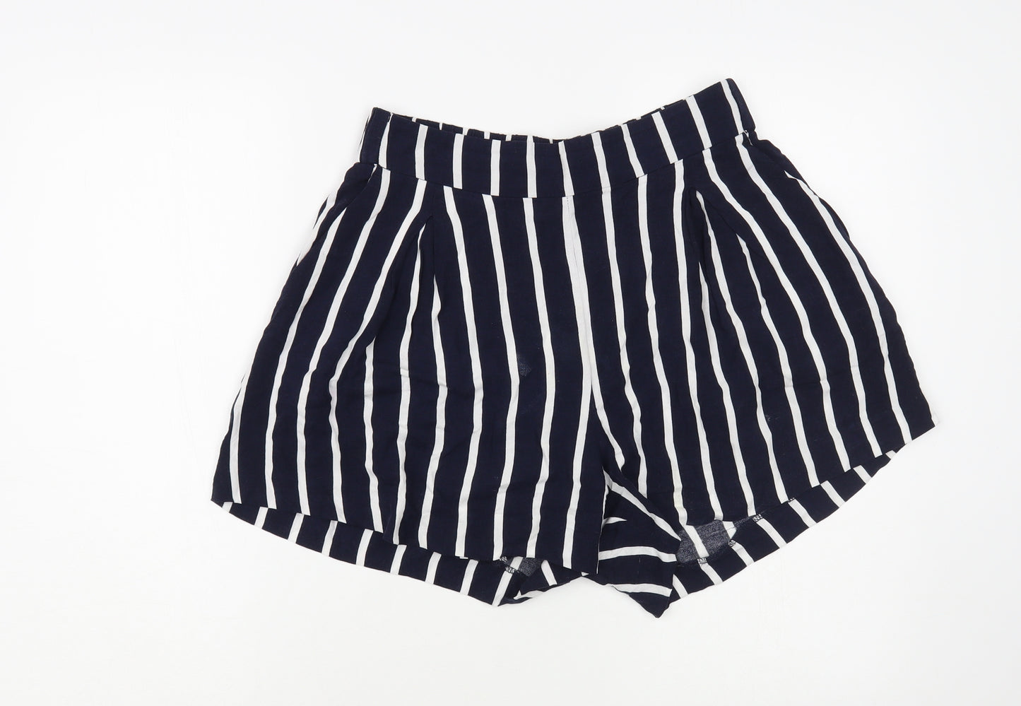 H&M Womens Blue Striped Viscose Bermuda Shorts Size 12 L3 in Regular Pull On