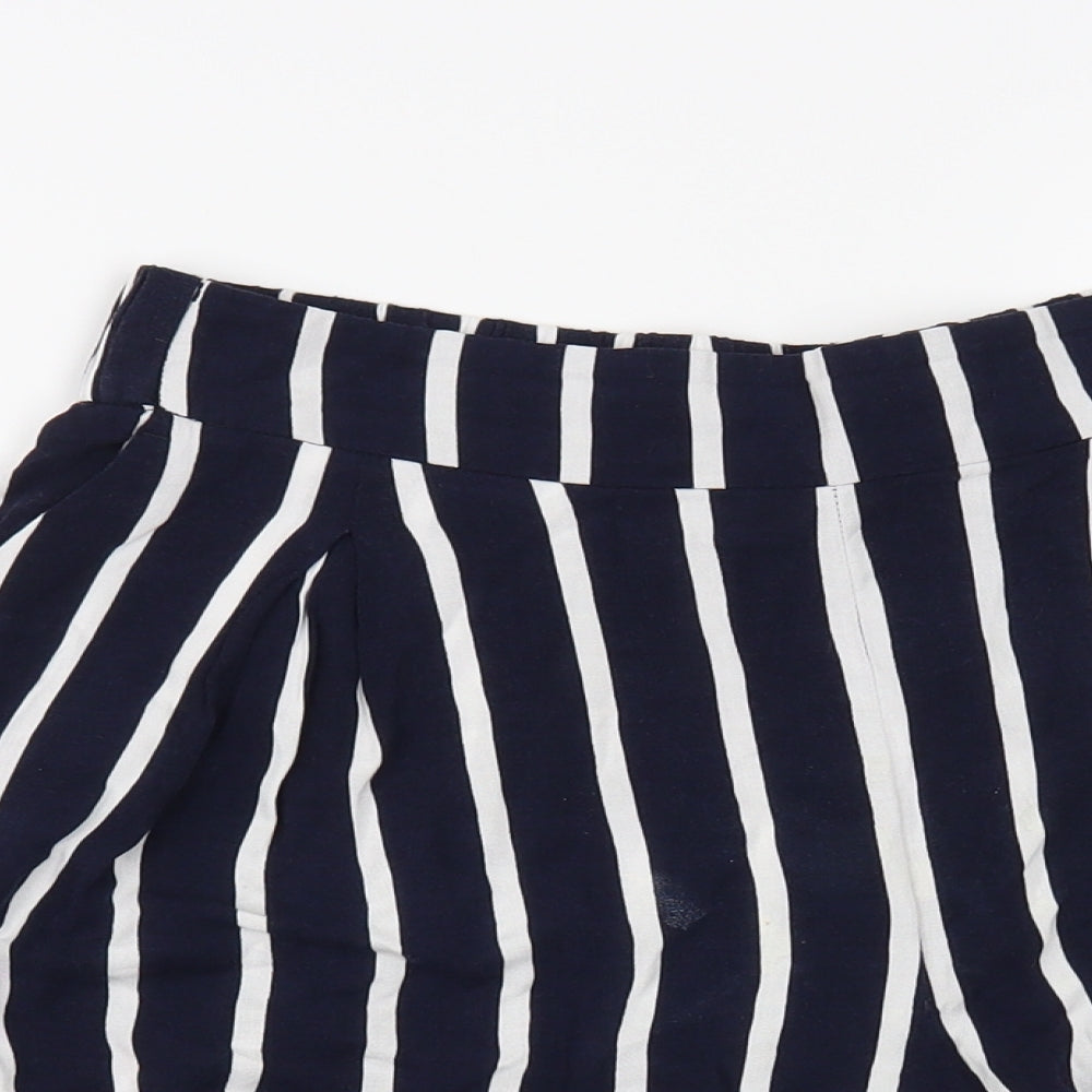 H&M Womens Blue Striped Viscose Bermuda Shorts Size 12 L3 in Regular Pull On