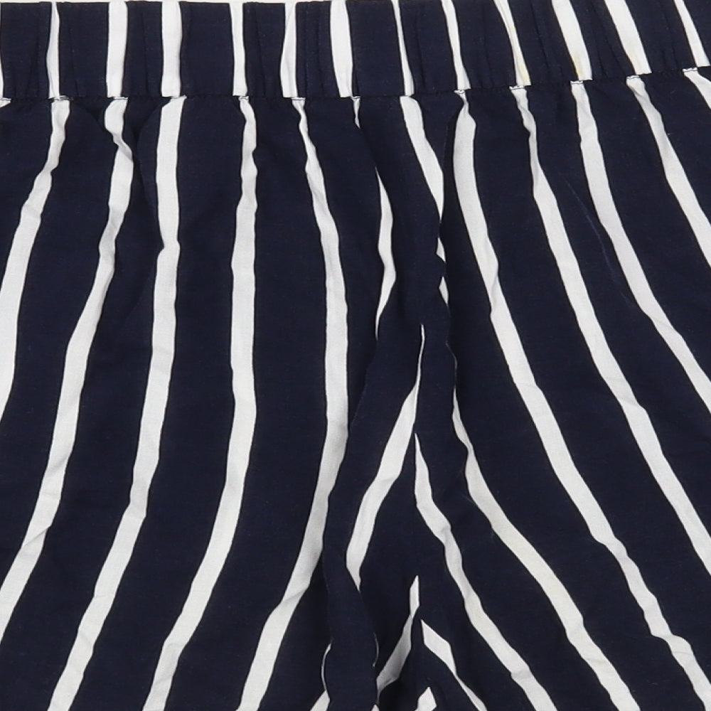 H&M Womens Blue Striped Viscose Bermuda Shorts Size 12 L3 in Regular Pull On