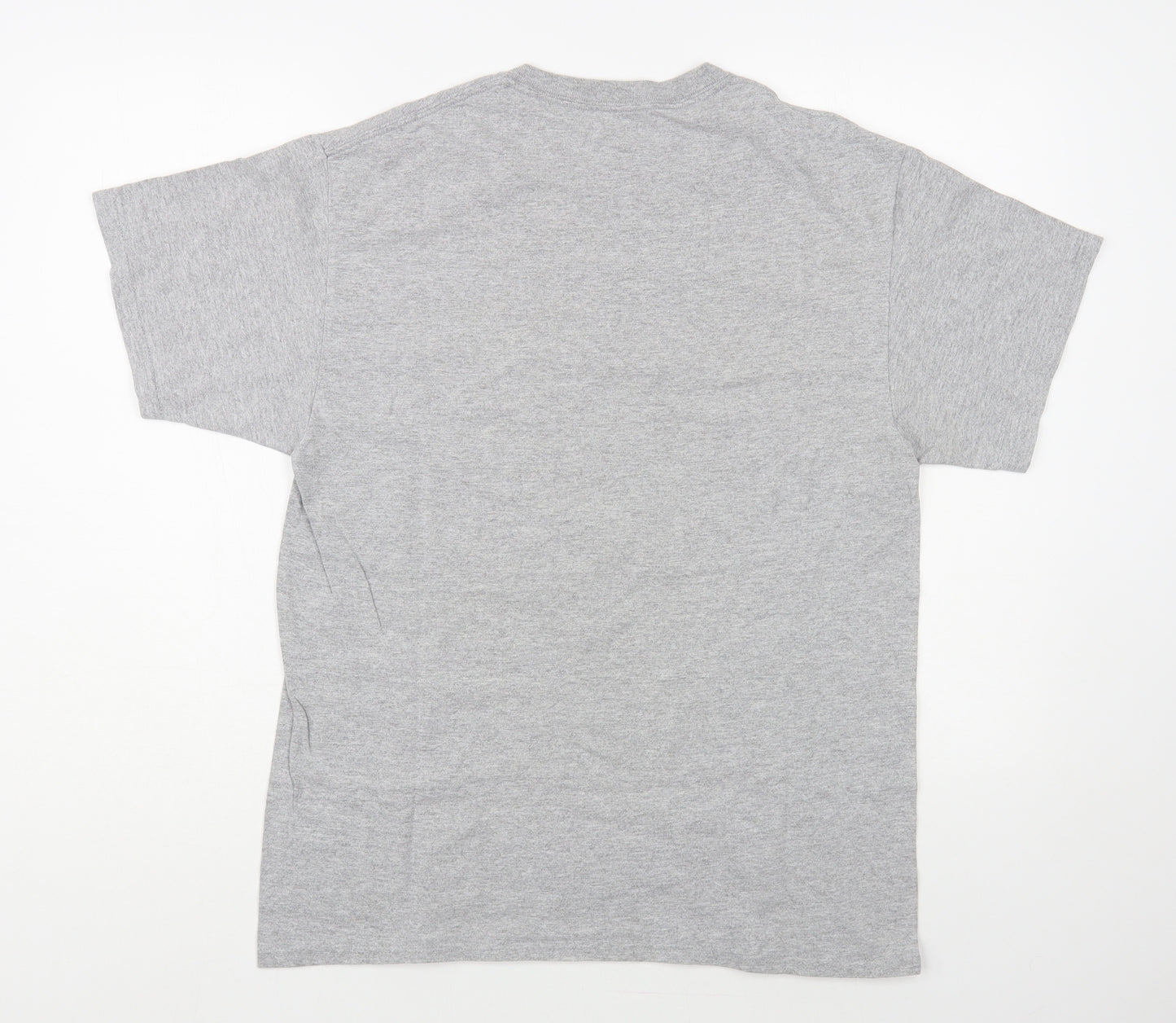 Port And Company Mens Grey Cotton T-Shirt Size M Crew Neck - USA Flag