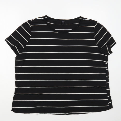 Emery Rose Womens Black Striped Polyester Basic T-Shirt Size XL Scoop Neck