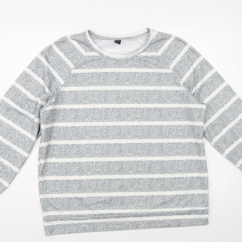 Emery Rose Womens Grey Striped Polyester Pullover Sweatshirt Size XL Pullover