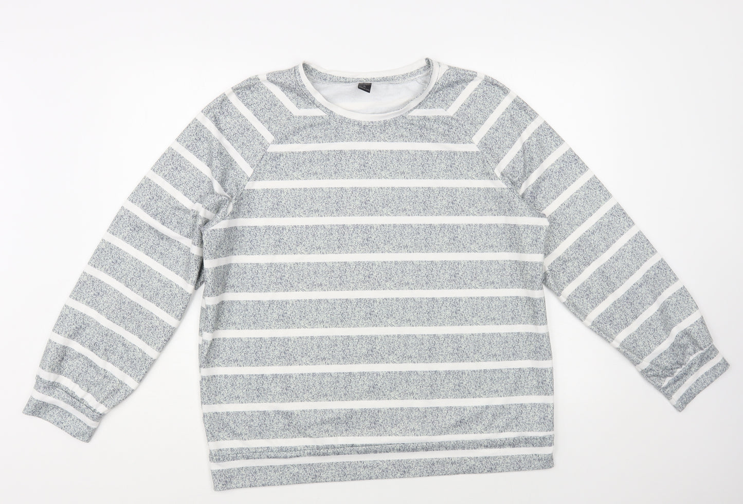 Emery Rose Womens Grey Striped Polyester Pullover Sweatshirt Size XL Pullover