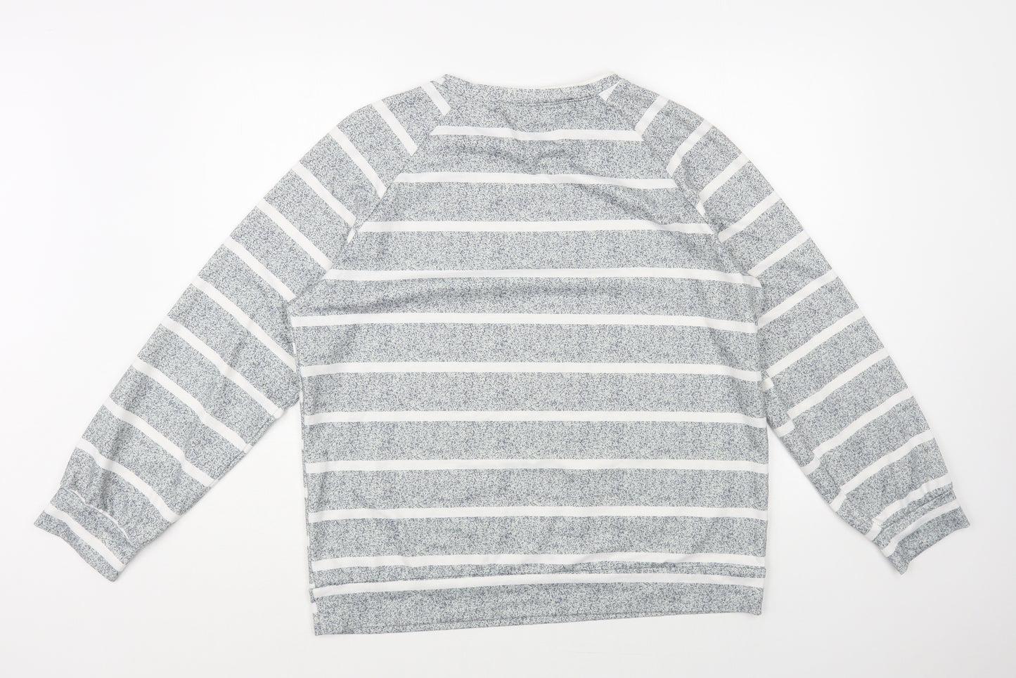 Emery Rose Womens Grey Striped Polyester Pullover Sweatshirt Size XL Pullover
