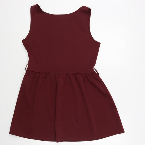 Pixie+Diamond Womens Purple Polyester Skater Dress Size 14 Boat Neck Pullover
