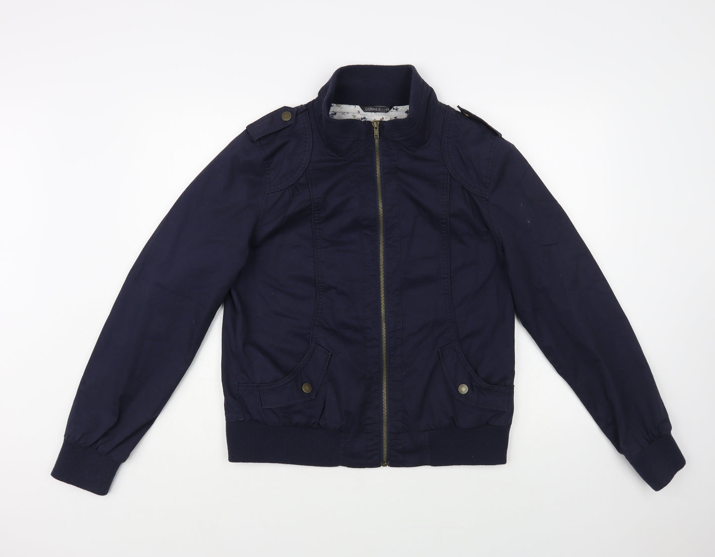 Dunnes Stores Womens Blue Bomber Jacket Jacket Size 16 Zip