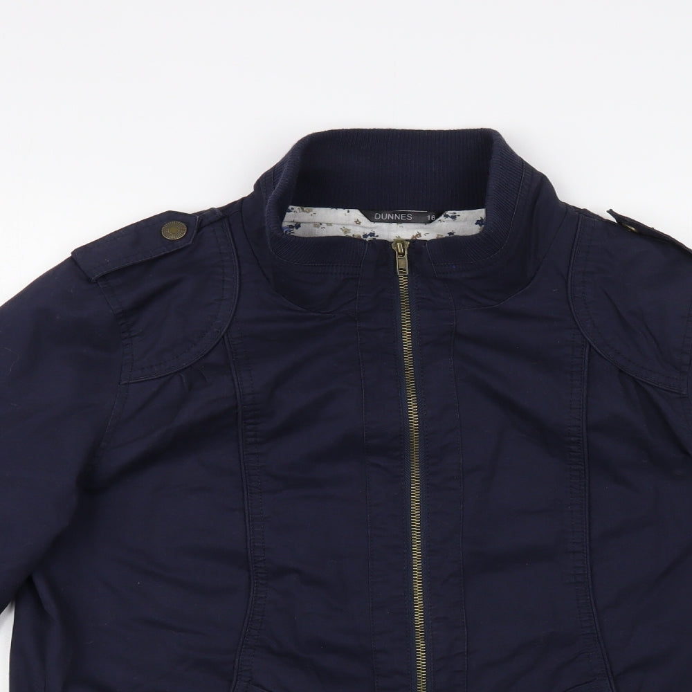 Dunnes Stores Womens Blue Bomber Jacket Jacket Size 16 Zip
