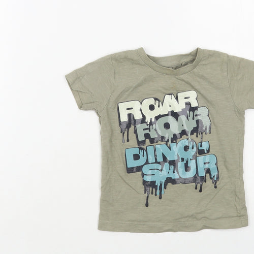 NEXT Baby Green Cotton Pullover T-Shirt Size 6-9 Months Crew Neck Pullover - Dinosaur