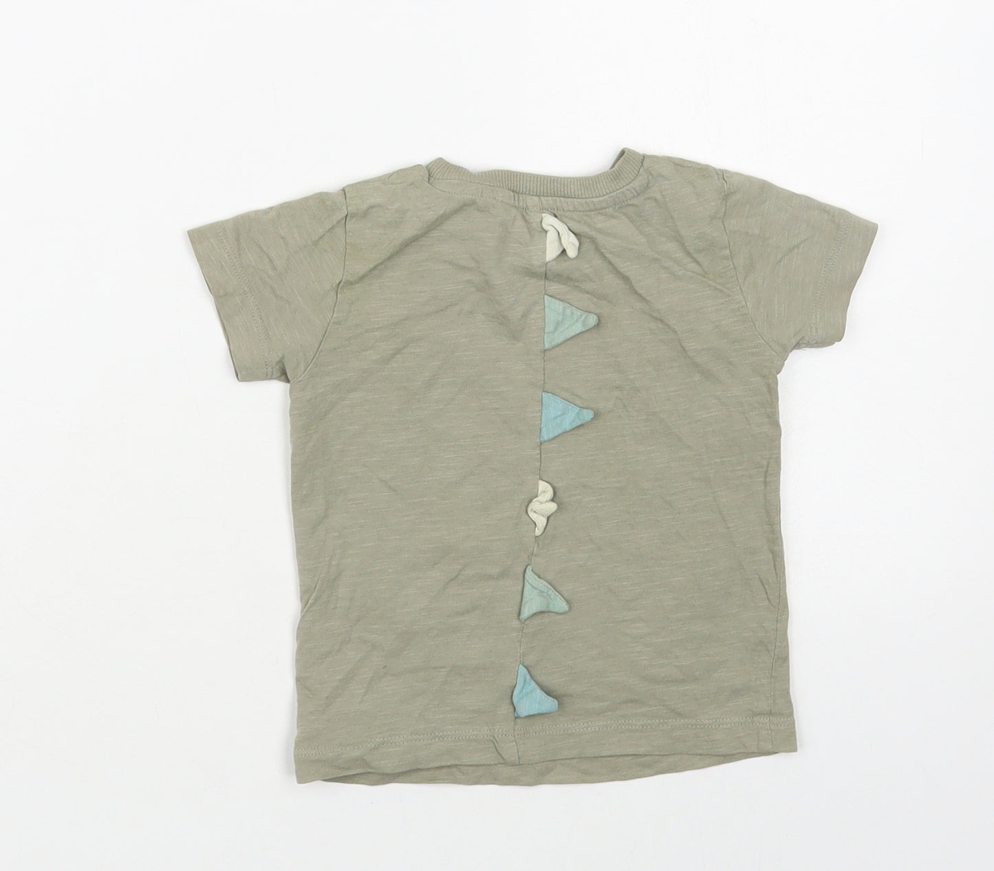 NEXT Baby Green Cotton Pullover T-Shirt Size 6-9 Months Crew Neck Pullover - Dinosaur