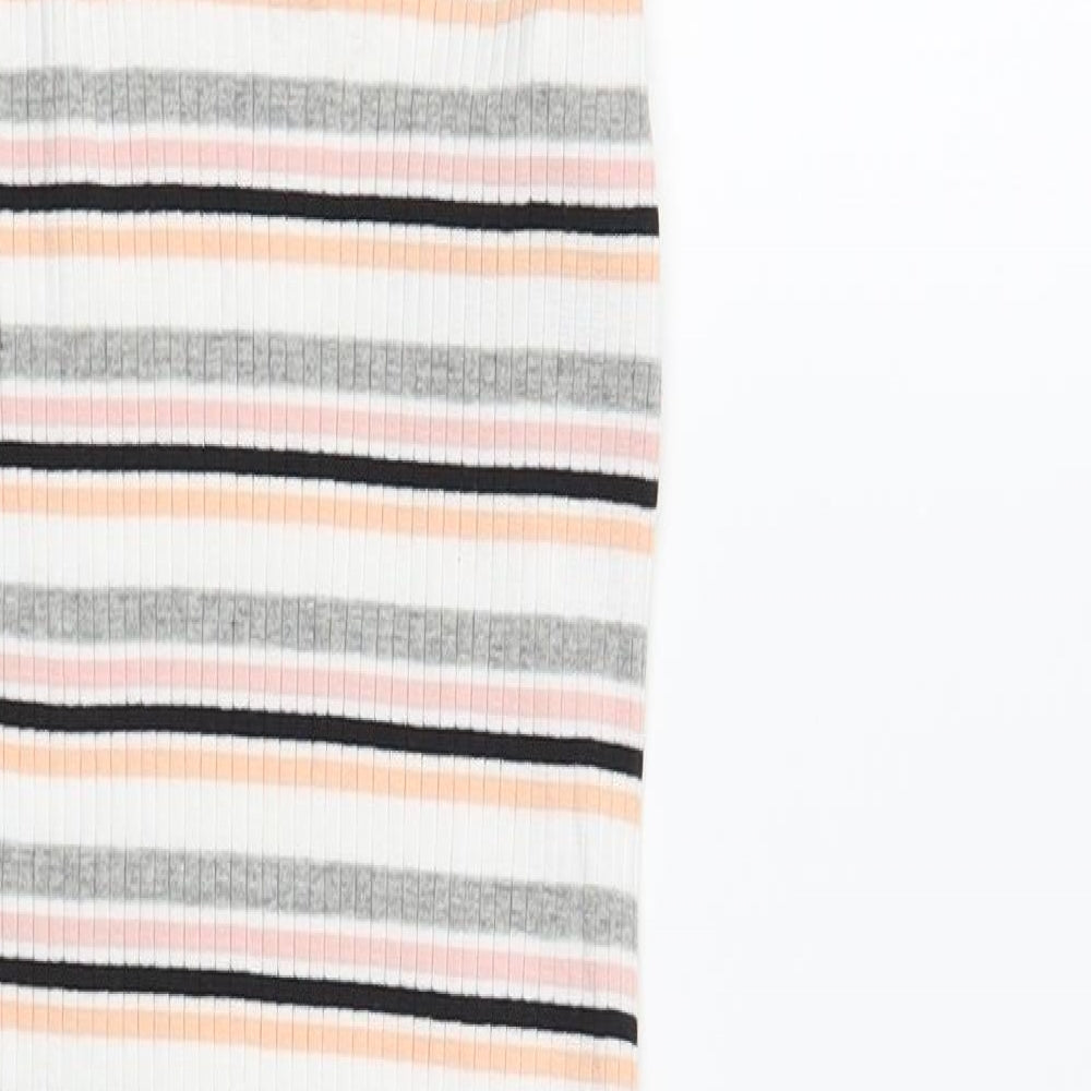 Primark Womens Multicoloured Striped Cotton Tank Dress Size 14 Scoop Neck Pullover