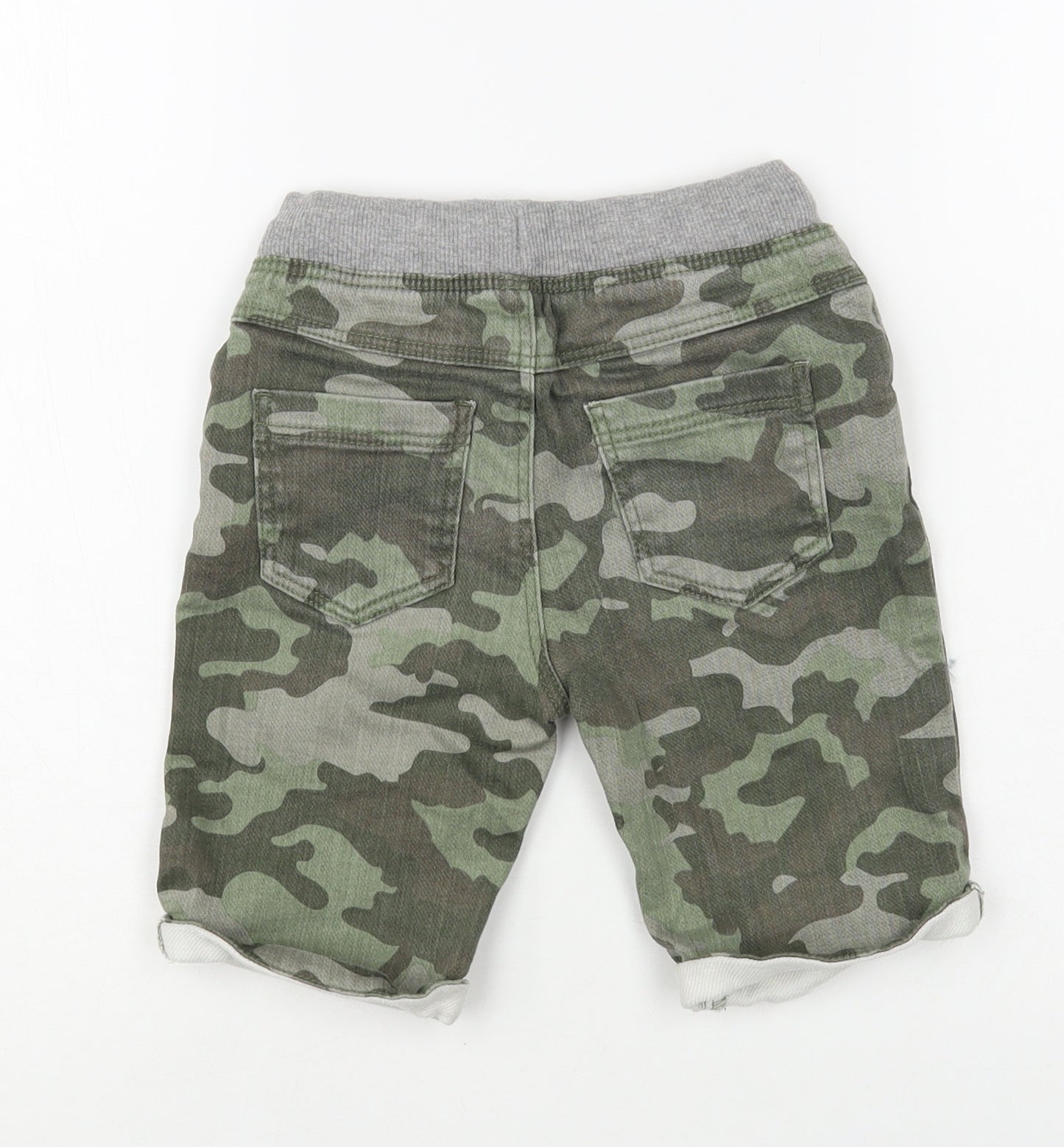 Matalan Boys Green Camouflage Cotton Cargo Shorts Size 4-5 Years Regular Drawstring