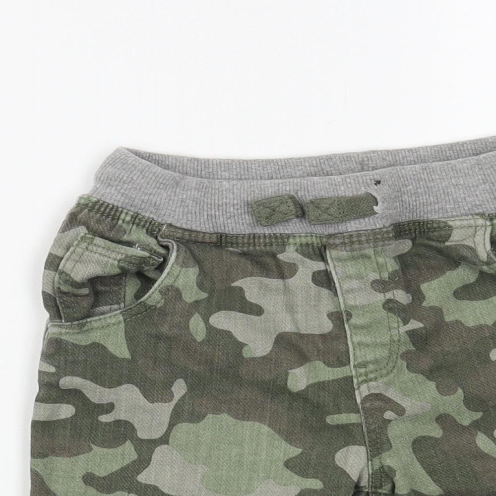 Matalan Boys Green Camouflage Cotton Cargo Shorts Size 4-5 Years Regular Drawstring