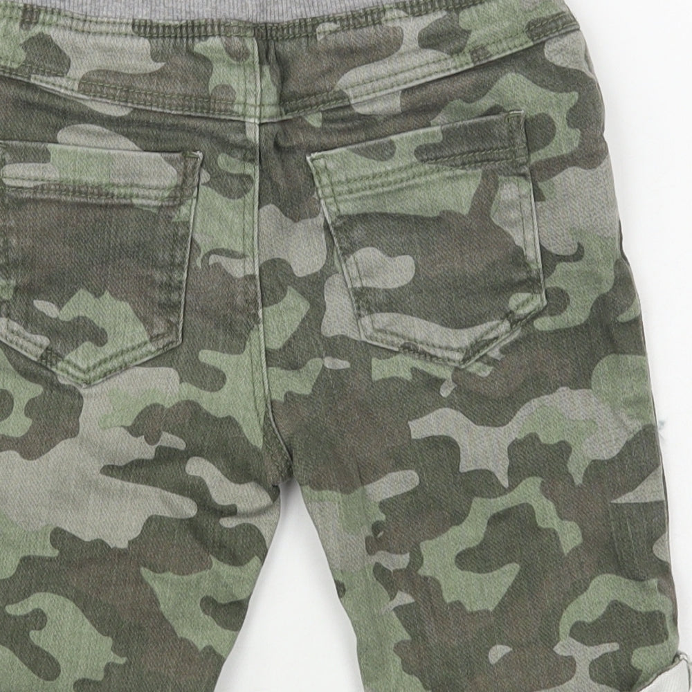 Matalan Boys Green Camouflage Cotton Cargo Shorts Size 4-5 Years Regular Drawstring