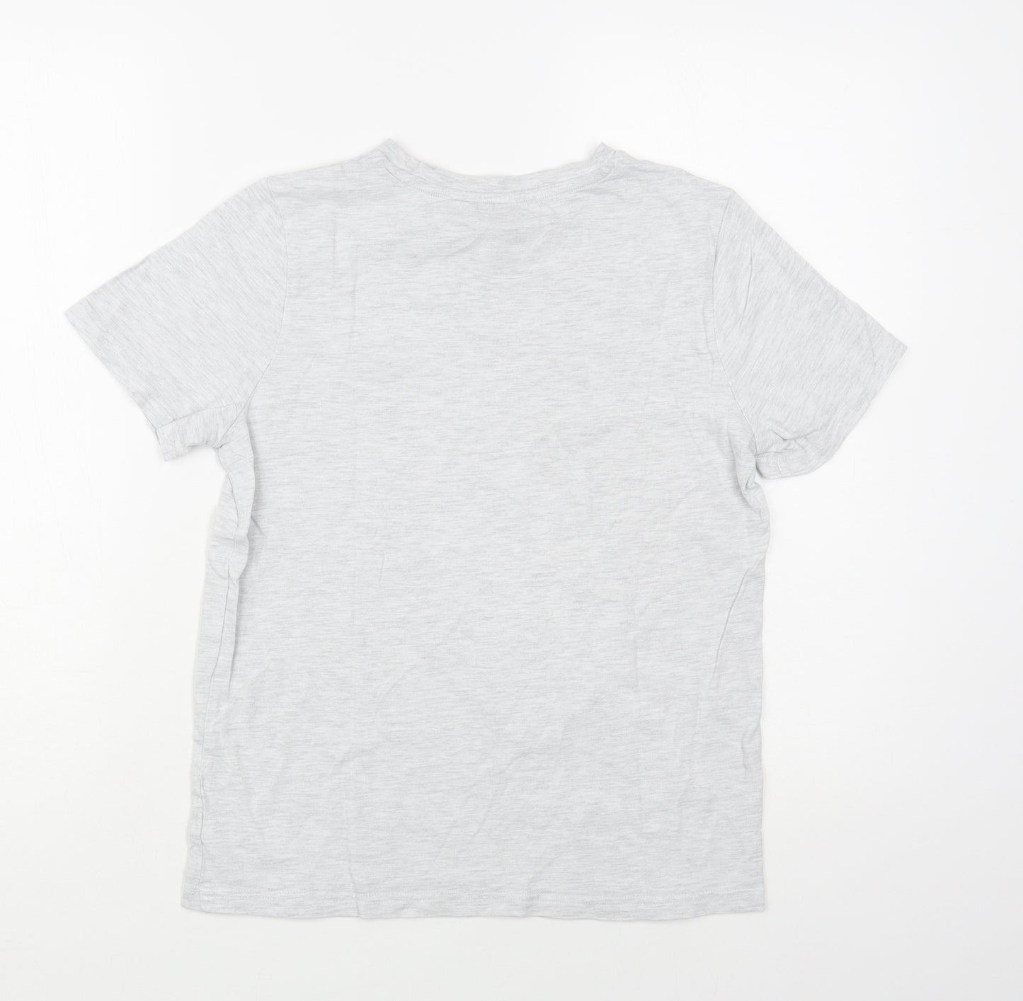F&F Boys Grey Cotton Pullover T-Shirt Size 11-12 Years Crew Neck Pullover - Football