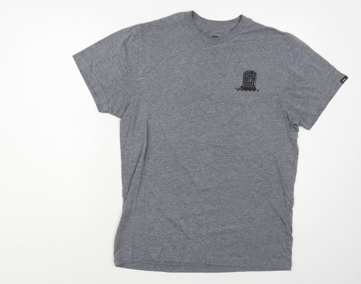 VANS Mens Grey Cotton T-Shirt Size M Crew Neck - Off The Wall