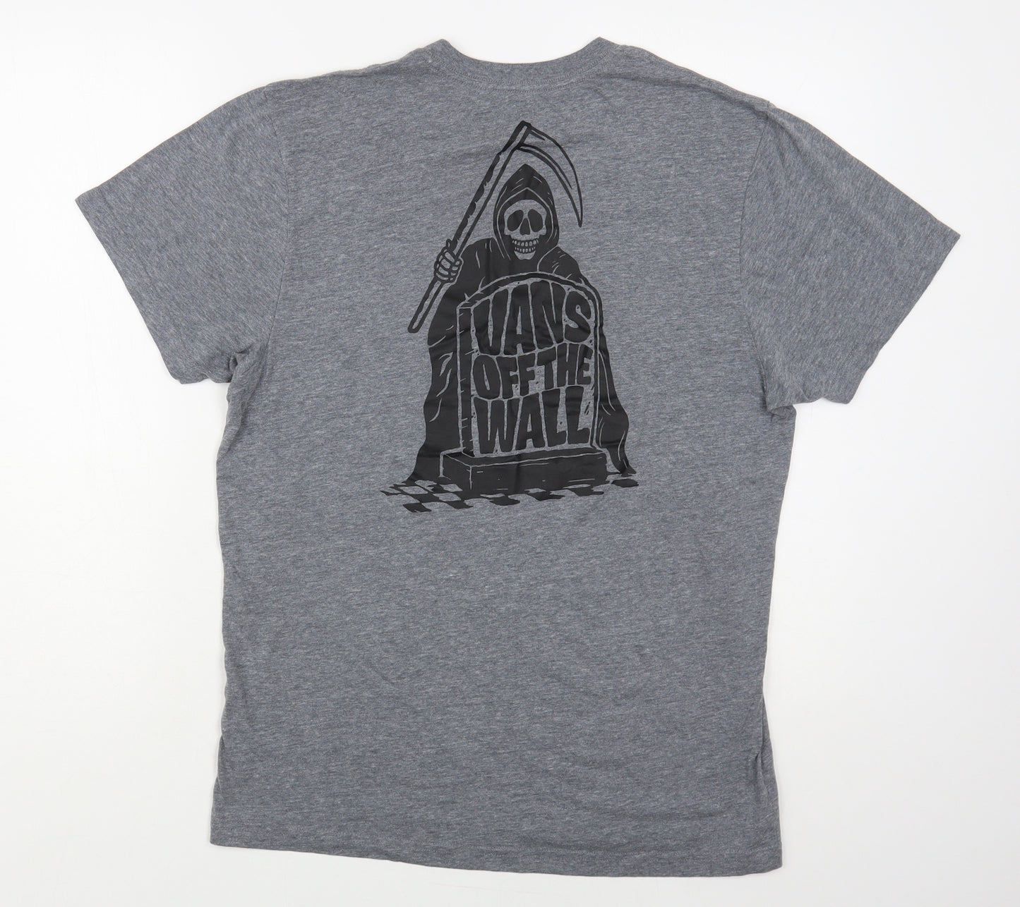 VANS Mens Grey Cotton T-Shirt Size M Crew Neck - Off The Wall