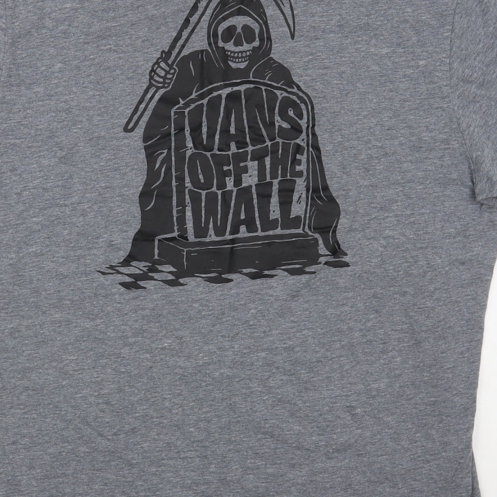 VANS Mens Grey Cotton T-Shirt Size M Crew Neck - Off The Wall