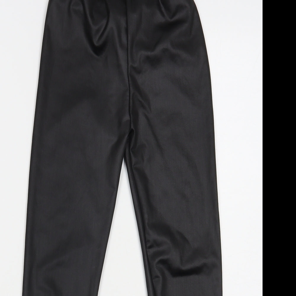 SheIn Girls Black Polyester Jogger Trousers Size 10 Years Regular Pullover - Faux Leather Leggings