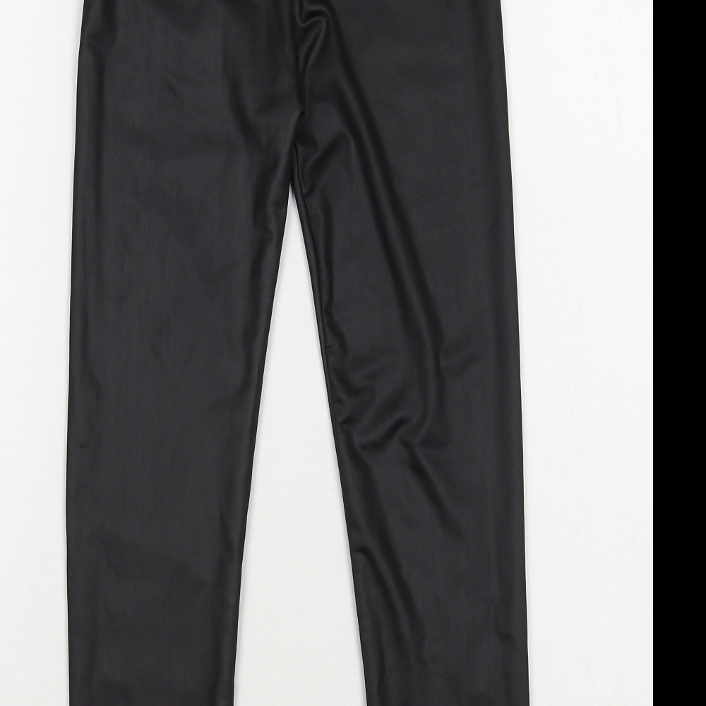 SheIn Girls Black Polyester Jogger Trousers Size 10 Years Regular Pullover - Faux Leather Leggings
