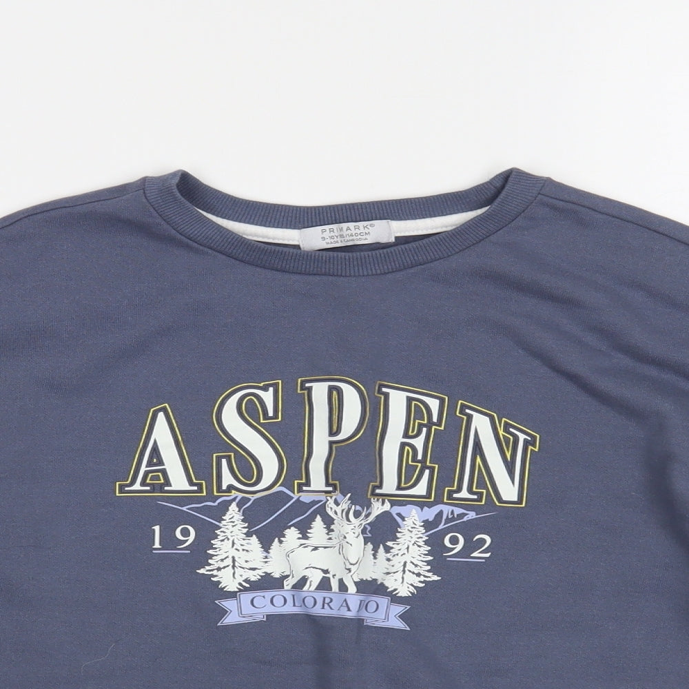 Primark Girls Blue Cotton Pullover Sweatshirt Size 9-10 Years Pullover - Aspen
