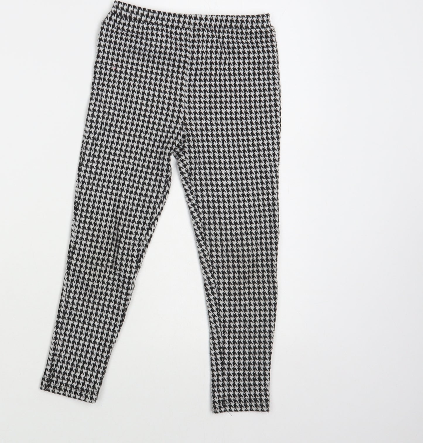 Dunnes Stores Girls Black Houndstooth Polyester Jogger Trousers Size 4-5 Years Regular Pullover - Leggings