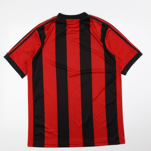 adidas Mens Multicoloured Striped Polyester T-Shirt Size M Crew Neck - ADIDAS, Red and Black Stripes