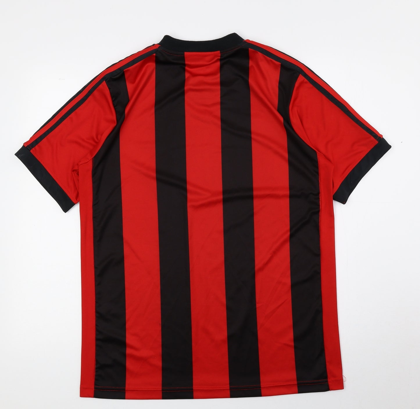 adidas Mens Multicoloured Striped Polyester T-Shirt Size M Crew Neck - ADIDAS, Red and Black Stripes