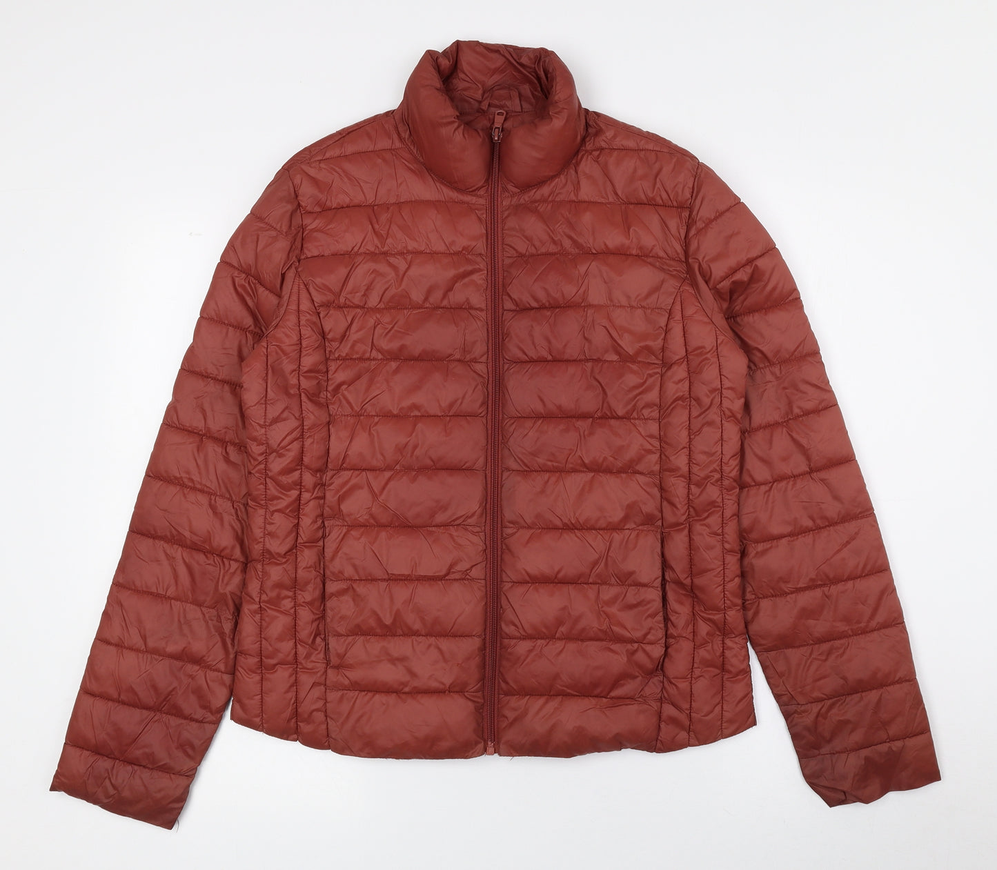 Primark Womens Brown Quilted Coat Size S Zip