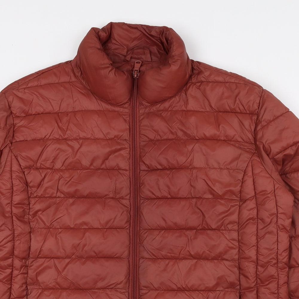 Primark Womens Brown Quilted Coat Size S Zip