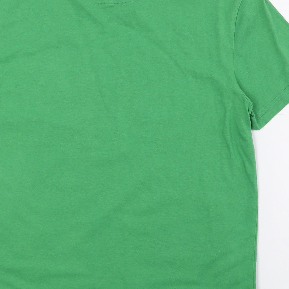Kangaroo Boys Green Cotton Basic T-Shirt Size 9 Years Crew Neck Pullover - Kangaroos