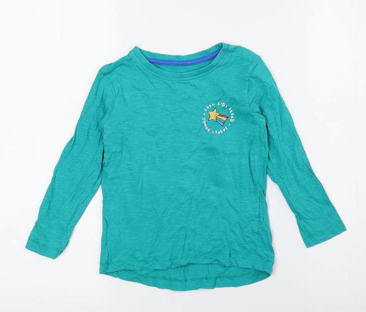 Dunnes Stores Boys Green Cotton Basic T-Shirt Size 2 Years Crew Neck Pullover - Cool kids squad