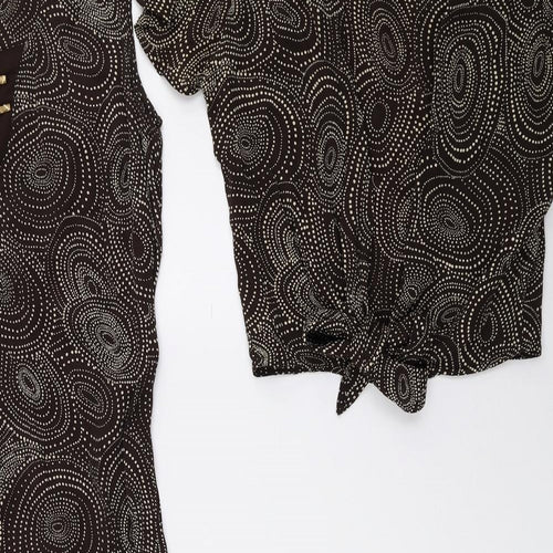DASH Womens Brown Geometric Viscose Fit & Flare Size 10 Scoop Neck Tie - 2-Piece set