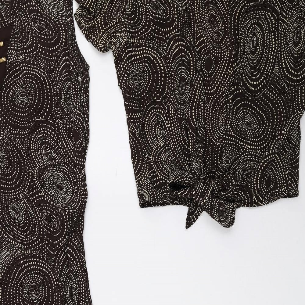 DASH Womens Brown Geometric Viscose Fit & Flare Size 10 Scoop Neck Tie - 2-Piece set