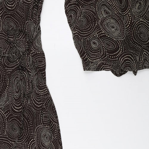 DASH Womens Brown Geometric Viscose Fit & Flare Size 10 Scoop Neck Tie - 2-Piece set