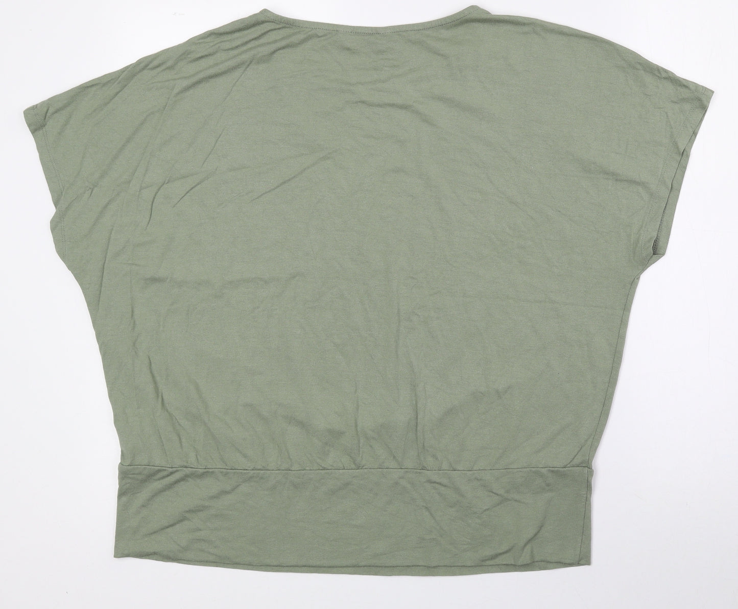F&F Womens Green Viscose Basic T-Shirt Size 18 Scoop Neck