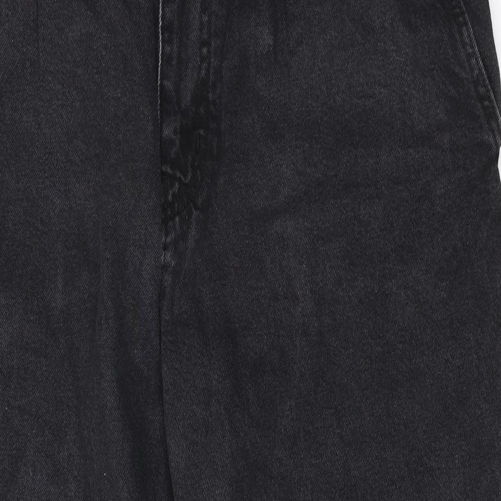 Pull&Bear Womens Black Cotton Wide-Leg Jeans Size 18 L25 in Regular Button