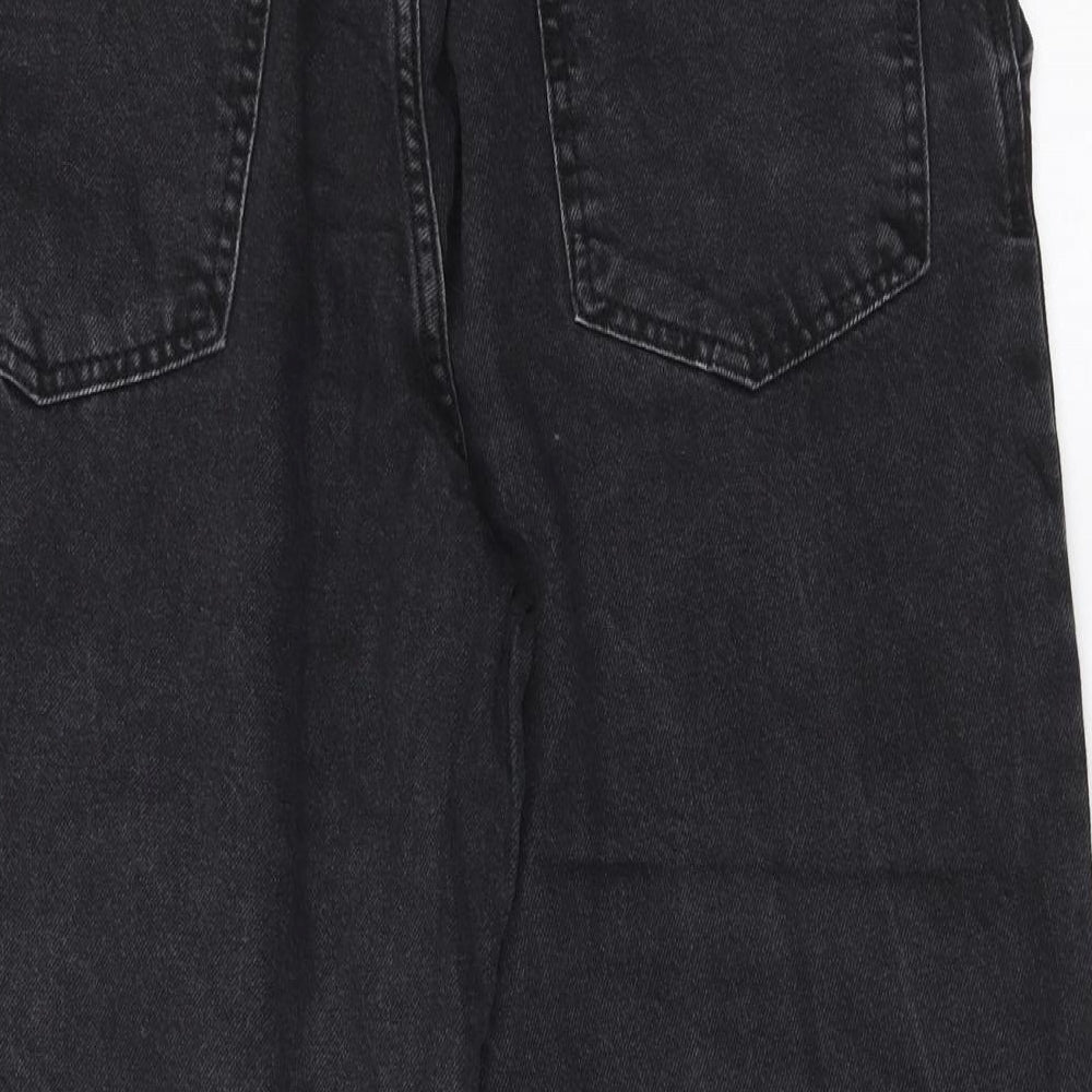 Pull&Bear Womens Black Cotton Wide-Leg Jeans Size 18 L25 in Regular Button